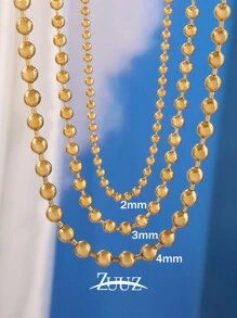 1 pièce Collier à chaîne de perles en acier inoxydable de 2 mm, 3 mm, 4 mm pour femmes et hommes. Colliers à perles rondes. Ras-de-cou pour femmes. Cadeau pour meilleurs amis