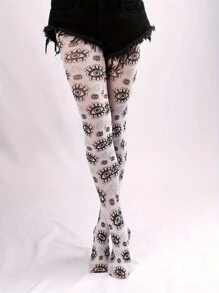 Briartw 1 par de pantis finos para mujer con estampado de ojo vintage, anti-enganches