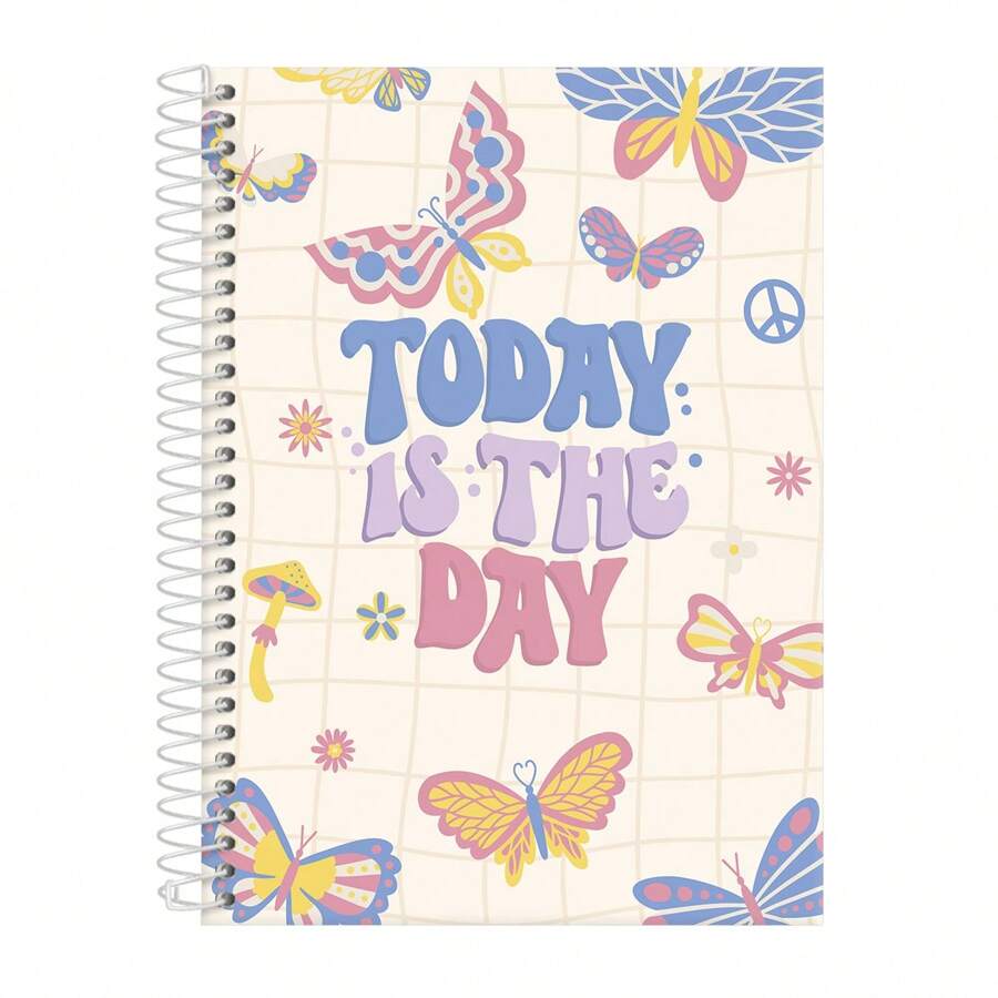 iscool Retro Colorful Butterflies Spiral Notebook For Girls