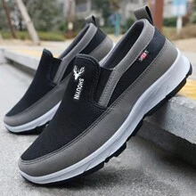 Men's Knitted Breathable Loafers, Comfortable Non-Slip Solid Slip-On Shoes Suitable For Outdoor Activities