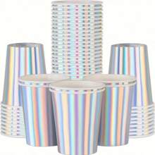 50/25pcs 9 Oz Cups, Colorful Rainbow Design For Hot And Cold Drinks, Tea, Coffee, Water, Milk, Juice, Suitable For Birthday, Wedding, Anniversary, Party Favor