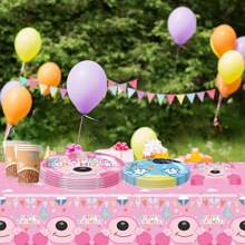 إكسسوارات وتزيينات لحفلة عيد ميلاد كلب أزرق وردي - أطباق ومناديل زرقاء وردية - أطباق ورقية زهرية لحفلات أعياد الميلاد. أنا هنا، مرحبا، أنا صاحب عيد الميلاد