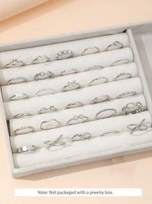30pcs Punk Style Rings Set With Heart Shape, Rhinestone, Butterfly, Faux Pearl And Multiple Elements, Fashionable Accessory For Ladies' Daily Wear