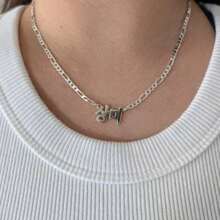 1pc Customized Korean Name Necklace, Unisex, 18K Gold Plated Stainless Steel, Personalized Korean Necklace, Kpop Accessory, Birthday Gift, Silver, Fashionable, Multicolor, Retro, Unisex, Minimalist, Casual, Customized, Personalized, Unique, Ideal Gift For Him, Ideal Gift For Her, Boyfriend, Girlfriend, Dad, Mom, Family, Friends, Anniversary, Birthday, Graduation, Prom, Party - Silver - View 4