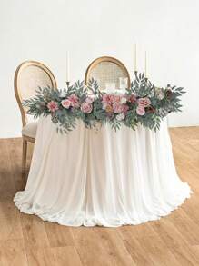 Pink Artificial Eucalyptus Garland With Flowers 6FT, Table Runner Decor Arch Backdrop Head Table Decorations For Wedding Sweetheart Table Centerpieces Rehearsal Dinner Bridal Shower Decoration Party Favors Room Decor Bride