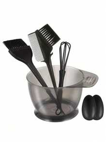 Blending Hair Teasing Comb Mixing Bowl Set Hair Color Set Salon Hair Coloring Tool Hair Color Kits Dishes Suite Boutique Bowl Cover Plastic Dye Hair Tool Set(Black)