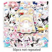 Sanrio 50pcs 3D Sanrio Cute Kuromi Cartoon Stickers, Decorative For Luggage, Phone Cases, Macaroon Gifts Birthday Graduation Room Decor Home Decor Wall Decor Bathroom Decor Bedroom Decor Room Decoration Stuff Living Room Decor House Decor Home Decor Living Room Wall Paper Personalised Stickers