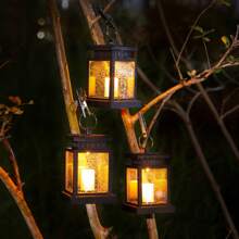 1 pièce Lampe solaire, Lumière de nuit de cour à LED, Bougie suspendue à LED, Décoration de jardin et de maison, Lumière de cour, Atmosphère rétro, Convient pour la décoration extérieure de la maison et du jardin avec éclairage LED
