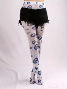 Briartw 1 par de pantis finos para mujer con estampado de ojo vintage, anti-enganches