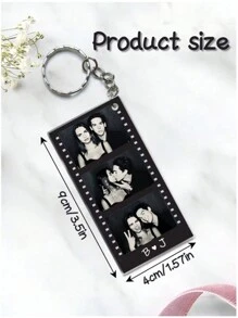 1pc Acrylic Keychain With Personalized Photo And Text - Retro Y2K Style, Suitable For Couples, Families, Friends - Great For Weddings, Valentine's Day, Graduations - Colorful, Cute, Gift