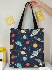 Handtas met sterren- en maanpatroon, dubbelzijdig bedrukt, schoudertas, bedrukte handtas, casual reistas, strandtas, grote capaciteit, herbruikbare schoudertas, boodschappentas voor dames, casual schoudertas, handtas met grote capaciteit, canvas strandtas, boodschappentas, bedrukte schoudertas voor dames, artistieke schooltas en boekentas voor dames of studenten, perfect voor boeken, winkelen, terug naar school en meer
