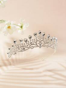 1pc Geometric Pattern Boho Elegant Zinc Alloy Luxury Wedding Bridal Accessory, Bride Wedding Hair Decoration Crown Veil, Simple & Modest, Suitable All Year Round