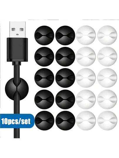 10 Pieces Silicone Cable Clamp, Desktop Data Cable Holder, Household Cable Clamp Organizer, Office And Car Charging Cable Organizer - Easy To Stick Design, Desktop, Charger Cable Winding Device, Cable Storage Bracket