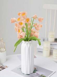 3Pcs Artificial Tulips Flowers,Knitting Crochet Flower Bouquet, Completed Handmade Tulips Bouquet For Home Decoration And Valentine's Day Birthday Wedding Home Party Decoration Gift