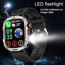 LIVLOV Smart Watch With Flashlight/ SOS Modes For IPhone Android, 1.96'' HD Screen Sport Fitness Tracker With 420mAh Battery, Answer/Make Calls, AI Voice, Waterproof Watch With 100+ Sports, Sleep Monitor, Pedometer, Games, Smartwatches For Men And Women