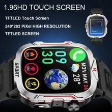 LIVLOV Smart Watch With Flashlight/ SOS Modes For IPhone Android, 1.96'' HD Screen Sport Fitness Tracker With 420mAh Battery, Answer/Make Calls, AI Voice, Waterproof Watch With 100+ Sports, Sleep Monitor, Pedometer, Games, Smartwatches For Men And Women