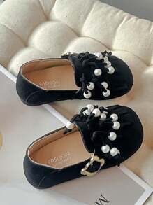 1 Pair Simple Fashion Leather Flat Shoes For Girls, Suitable For Summer