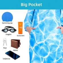 1 Piece Adult Surf Poncho Changing Robe With Hood And Sleeve Quick Dry Microfiber Wetsuit Changing Towel With Pocket For Surfing Swim Beach Pool Summer Wedding Home Bathroom Decor Back To School