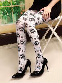 Briartw 1 par de pantis finos para mujer con estampado de ojo vintage, anti-enganches