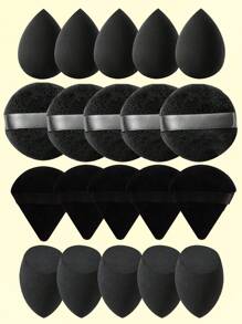 20pcs/Set Makeup Sponge Kit - Foundation Mixer, Beauty Sponge, Makeup Blender, Makeup Sponge, Mini Makeup Sponge, Velvet Triangular Puff, Makeup Powder Puff, Round Powder Puff, Finger Puff, Loose Powder Puff, Pressing Powder Puff, Setting Powder Puff, Face Makeup Tool, Concealer Puff, Loose Powder Puff And Mini Finger Puff, Suitable For Beginners, Soft And Skin-Friendly For All Skin Types, For Blush, Foundation, Moisturizer And Powder, For Dry And Wet Use