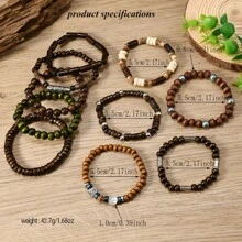 10pcs/ Set Bohemian Style Polymer Clay Bead Bracelet, Uniquely Matched For Casual Attire, Parties And Vacations, An All-Season Accessory