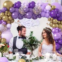 Purple Balloon Garland Arch Kit For Birthday, Wedding Party Decoration - Dark Purple, Gold Lavender, Light Purple Latex Balloon