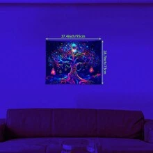 1pc Glow In The Dark Life Tree Tapestry, UV-Reactive Blacklight Tree Hanging Wall Art, Nature Landscape Decor For Bedroom, Living Room (Requires UV Light To Activate Glow Effect) Gifts Birthday Graduation Room Decor Tapestry For Room Wall Tapestry Flag Home Decor School Decor School Surprise Dormitory Decor Back To School Room Decoration Stuff Bedroom Decor School Supplies