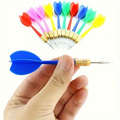 10 piezas de Dardos de metal de colores aleatorios, suministros de juego de dardos al aire libre