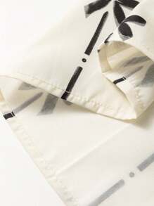Acelitt Blusa con scollo a V arricciata con ruches, maniche a palloncino, decorata con fiocco e stampa, colore beige