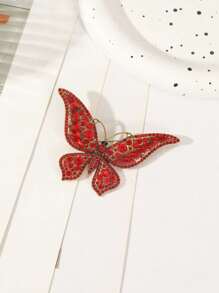 1pc Retro Personalized Full Rhinestone Blue Butterfly Brooch Alloy Crystal Animal Insect Brooch Pin Dress Accessories Pin For Clothes Bag Charm School