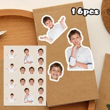 LICVIC 16/32/80/160 Pcs Custom 3 Photos Stickers, 1 A4 Paper:16Pcs, Personalized Any Photo Stickers, Customizable Design Your Own Vinyl Decals Stickers Labels, Customized Pet Labels Stickers Back To School - Style a - View 9