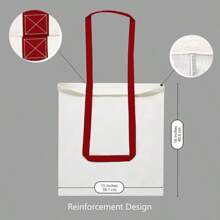 12-Pack Economical 16"X15" Cotton Tote Bags, Lightweight Medium Reusable Grocery Shopping Cloth Bags, Suitable For DIY, Advertising, Promotion, Gift, Activity - Red/Natural - View 5