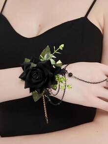 6 Pcs Artificial Rose Boutonniere Wrist Corsage With Pins Prom Flower For Men Women Corsage Boutonniere, Bride Groom For Wedding Ceremony Anniversary Dinner Party Flowers Accessories Suit Decor