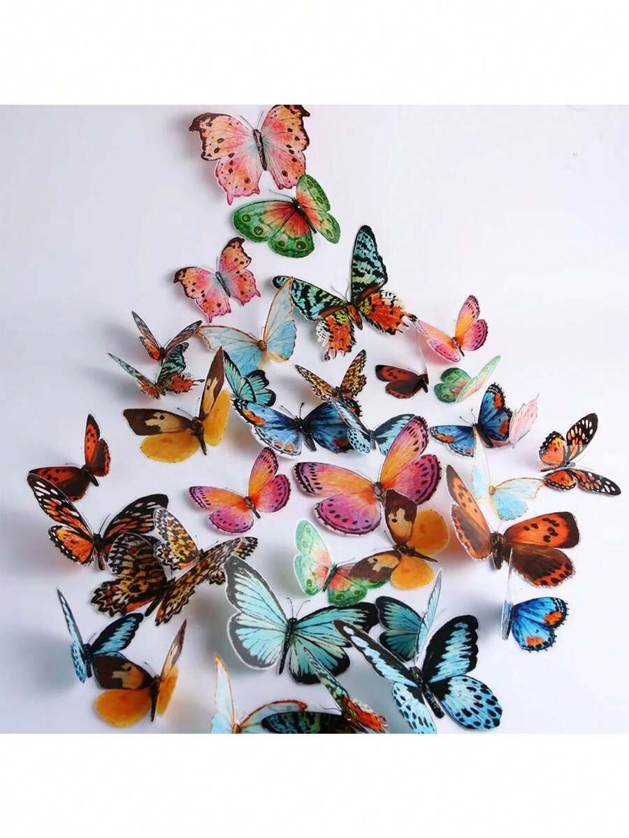 36 件/盒水彩蝴蝶装饰 3D 逼真蝴蝶墙饰适合作为春季复活节家庭婚礼和派对礼物生日毕业房间装饰家居装饰浴室装饰卧室装饰房间装饰用品客厅装饰房屋装饰家居装饰客厅墙纸贴纸个性化贴纸 - 彩色 - 查看 1