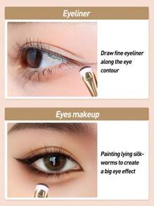 软毛化妆刷套装 - 黑色和金色新月眼线刷、唇刷、遮瑕刷、细节刷、扁平斜角刷（用于精确化妆、眼下和泪沟区域），便携 - 黑色 - 查看 3