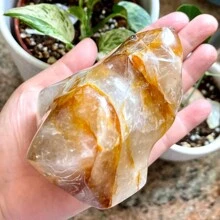 1pc Assorted Golden Healer Quartz Crystal Stone Palm, Golden Healer Quartz Column Tower, Healing Crystal Gift