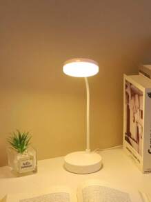 1pc LED Round Desk Lamp, Study Eye Care Small Night Light, Desk Top Creative Reading Lamp (Non-Rechargeable) - White - View 5
