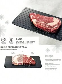 冷冻肉类快速解冻托盘，1 个带凹槽设计的大号解冻托盘，用于食品接触的铝制解冻托盘 - 适用于牛排、冷冻肉类和海鲜的快速解冻盘 - 厨房用快速解冻盘