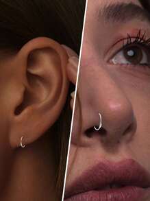 1 件 925 纯银鼻环耳环，适合女孩