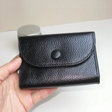 Simple Coin Purse, Portable Coin Pouch, Soft Litchi Texture, Multi-Function Large Capacity Coin & Card Holder