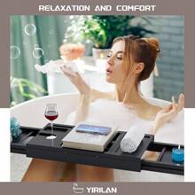 Expandable Bathroom Tray, Waterproof Tray Caddy, Perfect Bath Caddy For Home Spa, Gift For Loved Ones, Bamboo