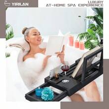 Expandable Bathroom Tray, Waterproof Tray Caddy, Perfect Bath Caddy For Home Spa, Gift For Loved Ones, Bamboo