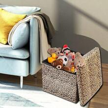 Storage Ottoman Footrest Stool Small Ottoman, With Storage Foldable Ottoman Foot Rest Footstool Bench For Living Room - Leopard Print - View 2
