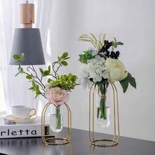 1pc Creative Household Decorative Dried Flower Arrangement For Living Room, Dining Table Home Decor Vase Room Decor Flower Vase Glass Vase