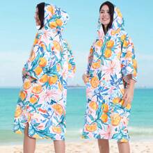 1 Piece Adult Surf Poncho Changing Robe With Hood And Sleeve Quick Dry Microfiber Wetsuit Changing Towel With Pocket For Surfing Swim Beach Pool Summer Wedding Home Bathroom Decor Back To School