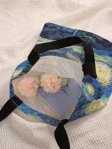 Handtas met sterren- en maanpatroon, dubbelzijdig bedrukt, schoudertas, bedrukte handtas, casual reistas, strandtas, grote capaciteit, herbruikbare schoudertas, boodschappentas voor dames, casual schoudertas, handtas met grote capaciteit, canvas strandtas, boodschappentas, bedrukte schoudertas voor dames, artistieke schooltas en boekentas voor dames of studenten, perfect voor boeken, winkelen, terug naar school en meer