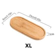 Bandeja de agua de base rectangular de paleta de madera, soporte de lavabo, chasis pequeño redondo, almohadilla de lavabo impermeable, bandeja de bambú - S 4 piezas - Ver 9