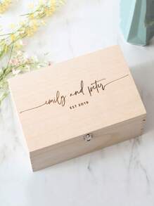 Caja conmemorativa de boda personalizada, caja de regalo con el nombre de la pareja, caja de recuerdos de boda, caja de memoria de madera personalizada, regalo de Sr. y Sra., caja conmemorativa de aniversario, caja de recuerdos grabada - Multicolor - Ver 5