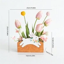 1pc Easter Bunny Decoration,Artificial Potted Tulip,Spring Summer Artificial Flowers,Color Planter Decor,Bunny Flower Box Design,Desk Ornament For Romantic Home Decoration,Room Decor Bedroom,Wedding Decor,Table Decoration,Centerpieces,Party Decorations,Mother's Day Gift,Bestfriend Gifts,Bridesmaid Gifts Birthday Graduation