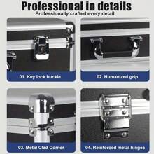 Caja de almacenamiento de aleación de aluminio, 42x30x15cm/33x24x12cm, estuche de herramientas impermeable, caja de equipos de metal portátil, equipaje de mano, contenedor de instrumentos portátil con esquinas reforzadas y resistente a golpes, adecuado para herramientas, ropa, zapatos, cosméticos, joyas, documentos, instrumentos, manualidades, fotos, etc. (2 tamaños disponibles) Bolsa para la escuela, accesorios escolares, artículos escolares
